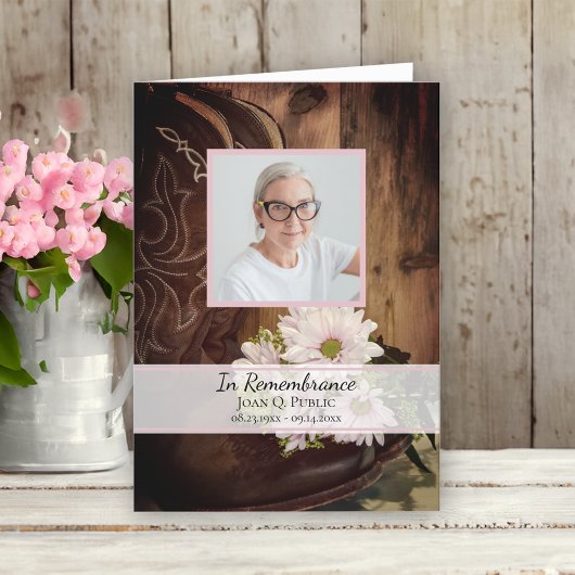 Programme Botte de cowboy rose Daiss Service funéraire de l'