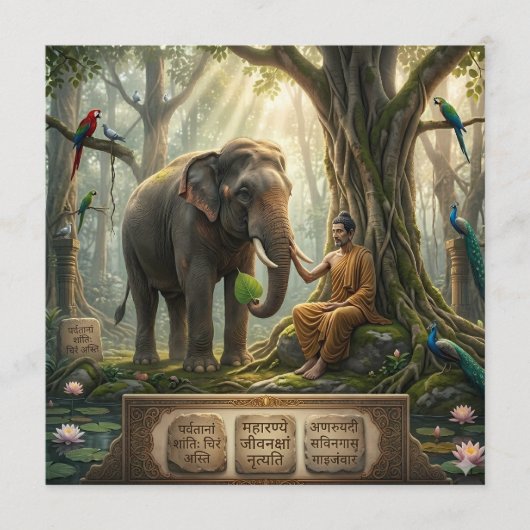 Programme Bouddha serein et éléphant dans l'art de la forêt (Devant)