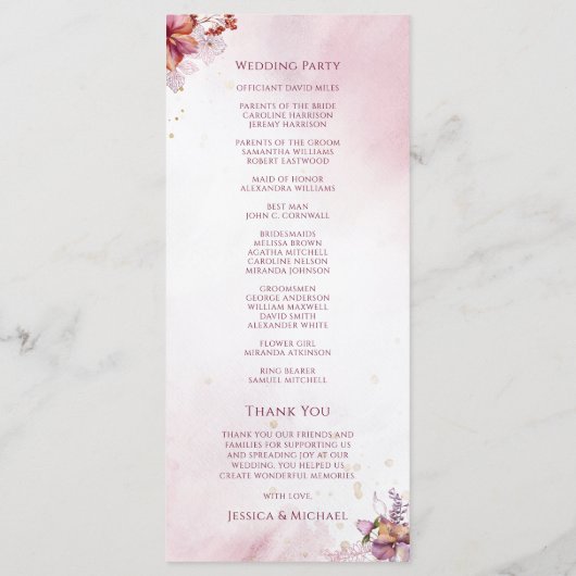 Programme Bouquet d'automne d'aquarelle Bourgogne Élégant ma (Dos)