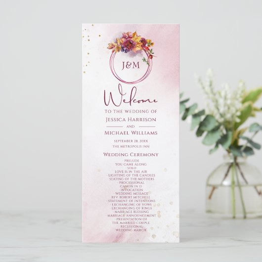 Programme Bouquet d'automne d'aquarelle Bourgogne Élégant ma (Debout devant)