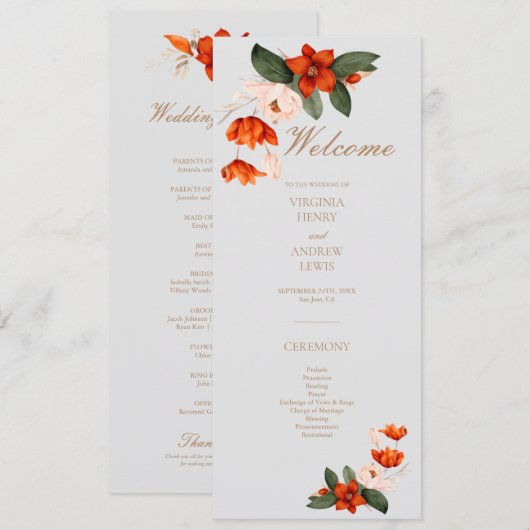 Programme Bouquet de Boho avec fleurs de feu (Devant / Derrière)