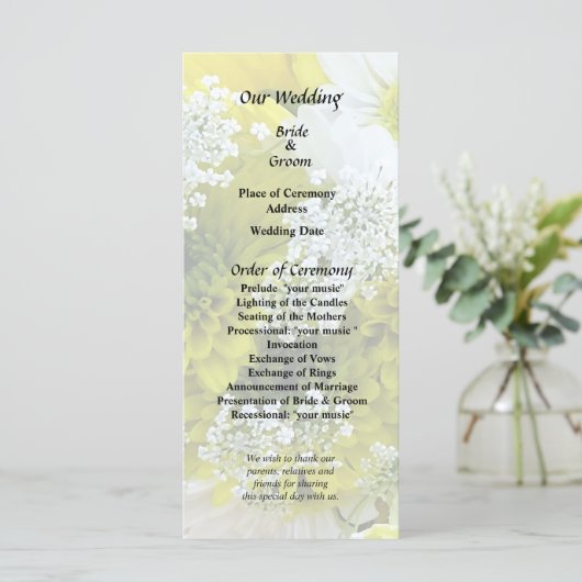 Programme Bouquet de pâquerettes, chrysanthèmes et ammi (Debout devant)