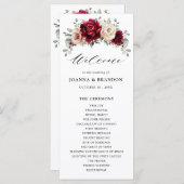 Programme Bourgogne Champagne Ivory Mauve Rose Floral Mariag (Devant / Derrière)