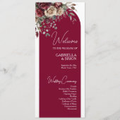 Programme Bourgogne & Crème Roses Mariage d'arc élégant (Devant)