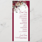 Programme Bourgogne & Crème Roses Mariage d'arc élégant (Dos)