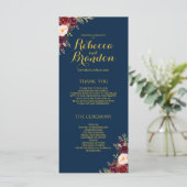 Programme Bourgogne Floral Navy Blue Gold Mariage personnali (Debout devant)