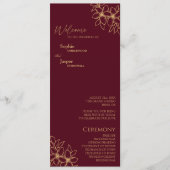 Programme Bourgogne Gold Floral Mariage Flat Program (Devant)