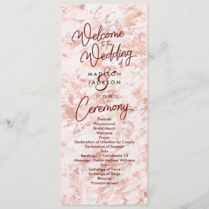 Programme Bourgogne & Rose Gold Marbled Wedding Program
