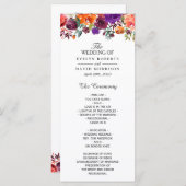 Programme Bourgogne violet orange Jardin Mariage Floral (Devant / Derrière)