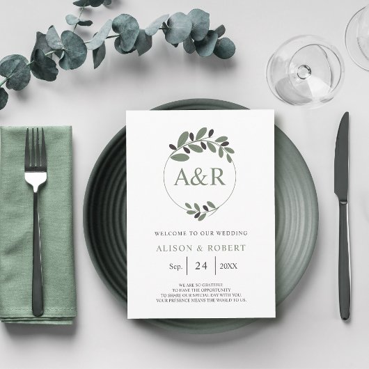 Programme Branche d'olivier stylisée mariage de charme médit