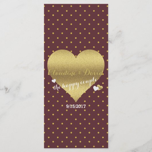Programme BRIDE & CO Burgundy Gold Polka Dot Wedding Party (Devant)