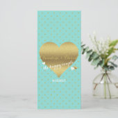 Programme BRIDE Co Gold Turquoise Blue Polka Dot Mariage cér (Debout devant)