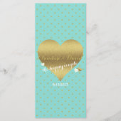 Programme BRIDE Co Gold Turquoise Blue Polka Dot Mariage cér (Devant)