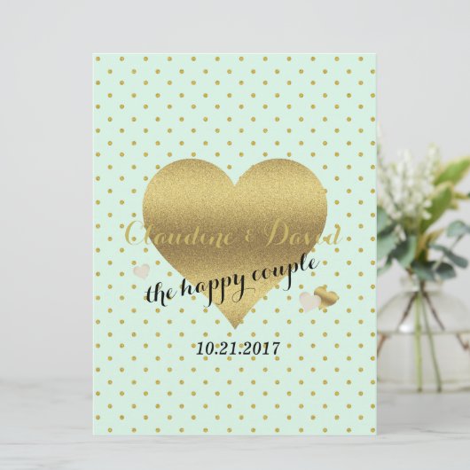 Programme BRIDE CO Mint Gold Polka Dot Soirée de mariage élé (Debout devant)