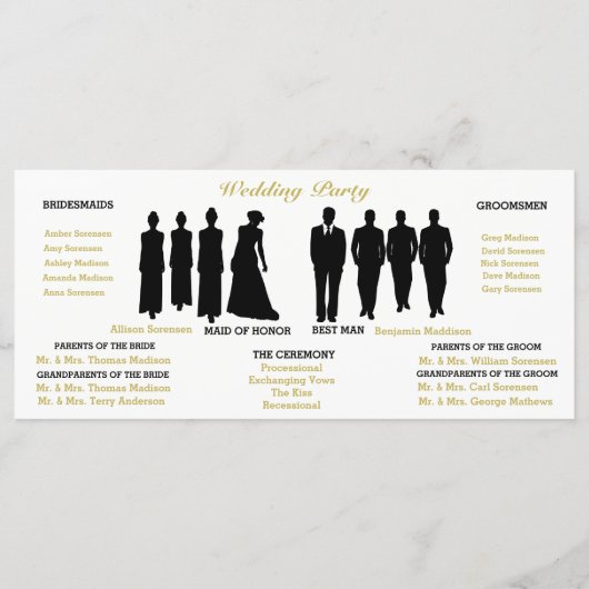Programme BRIDE & CO White & Gold Polka Dot Wedding Party (Dos)