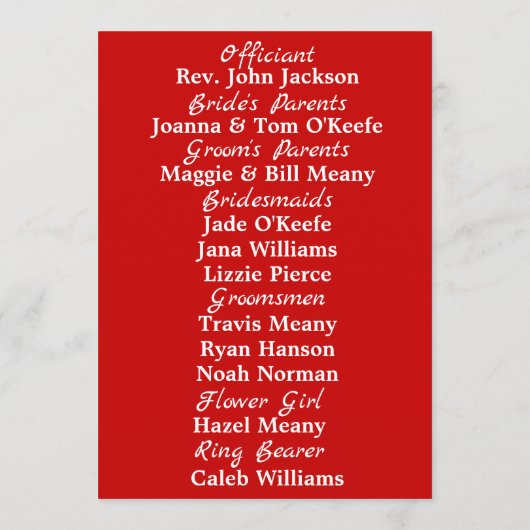 Programme British Mod Red White Blue Mariage Flat Program (Dos)