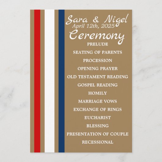 Programme British Mod Red White Blue Mariage Flat Program (Devant)