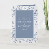Programme Brochure de mariage florale Dusty Blue élégant (Devant)