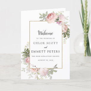 Programme Brochure Rustic Rose Floral Mariage