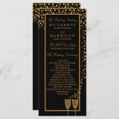 Programme Bulles de Champagne d'or - Noir & Or - Mariage (Devant / Derrière)
