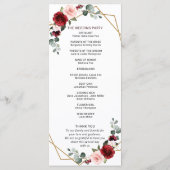 Programme Burgundy Blush Floral moderne Mariage géométrique (Dos)
