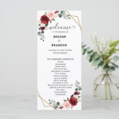 Programme Burgundy Blush Floral moderne Mariage géométrique (Debout devant)
