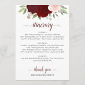 Programme Burgundy Blush Roses Wedding Welcome & Itinerary (Dos)