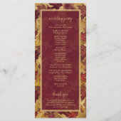 Programme Burgundy & Gold Autumn Leaves Elegant Wedding (Dos)