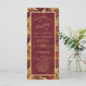 Programme Burgundy & Gold Autumn Leaves Elegant Wedding (Debout devant)