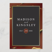 Programme 🤵 Burgundy Gold Elegant Inky Mariage Abstrait (Devant)