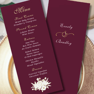 Programme Burgundy Gold White Script élégant floral