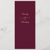 Programme Burgundy Gold White Script élégant floral (Dos)