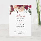 Programme Burgundy Rose Blush Floral Folal Mariage (Devant)