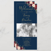 Programme Burgundy Rouge Floral Navy Bleu Script Photo Maria (Devant / Derrière)