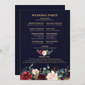 Programme Burgundy Rouge Navy Floral Rustique Bohème Éventai (Devant / Derrière)