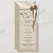 Programme Burlap Bow and Lace Wedding Program (Devant / Derrière)