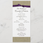 Programme Burlap et Purple Bow Wedding Program (Devant)