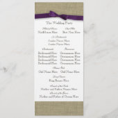 Programme Burlap et Purple Bow Wedding Program (Dos)