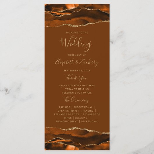Programme Burnt Orange Gold Agate Mariage Brown (Devant)
