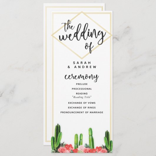 Programme Cactus du désert moderne, Mariage succulent et flo (Devant / Derrière)