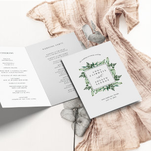 Programme Cadre de serre Mariage botanique aquarelle