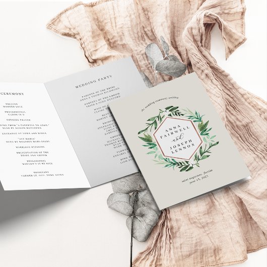 Programme Cadre de serre | Mariage botanique aquarelle