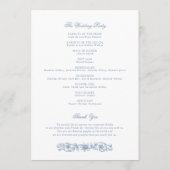 Programme Cadre Elégant Vintage Baroque Toile Bleu Mariage (Dos)