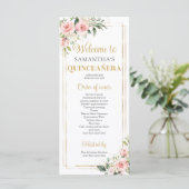 Programme Cadre géométrique Quinceanera rose floral Or (Debout devant)