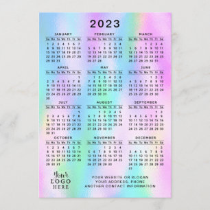 Programme Calendrier 2023 Année Pleine Faux Holographic Ombr