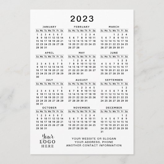 Programme Calendrier 2023 Pleine année Blanc Noir Minimal (Devant)