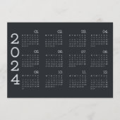 Programme Calendrier 2024 Année Pleine Noir Et Blanc Minimal (Devant)