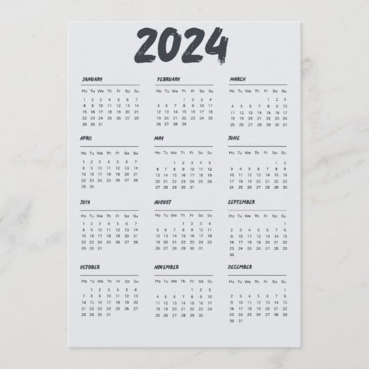 Programme Calendrier 2024 Noir Et Blanc Simple (Devant)