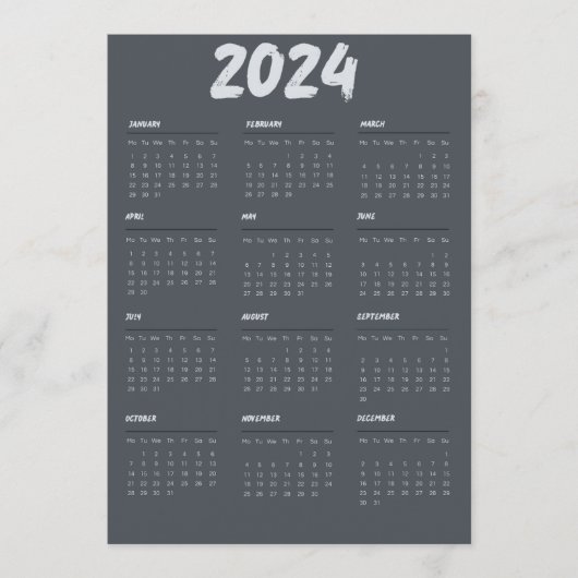 Programme Calendrier 2024 Noir Et Blanc Simple (Devant)