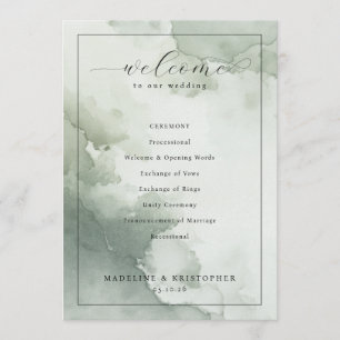 Programme Calendrier de cérémonie de mariage à l'aquarelle v